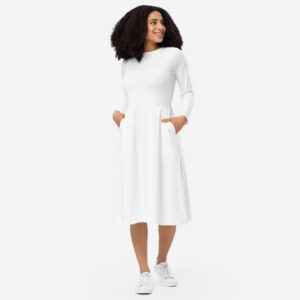 Abito midi a manica lunga con stampa all-over