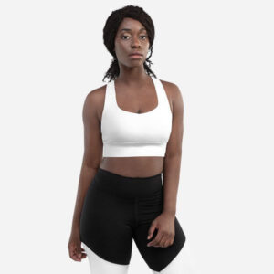 Reggiseno sportivo longline con stampa integrale e materiale riciclato