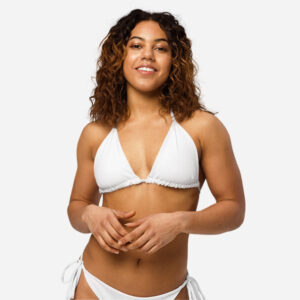 Reggiseno bikini a fascia imbottito con stampa all-over in materiale riciclato
