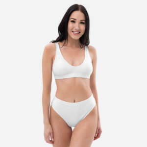Bikini a vita alta con stampa all-over in materiale riciclato
